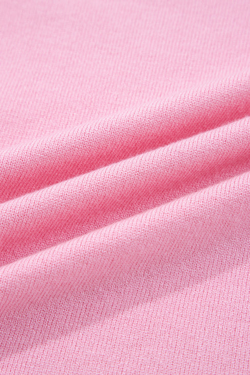 Contrast Polo Collar Split V Colorblock Knit Sweater