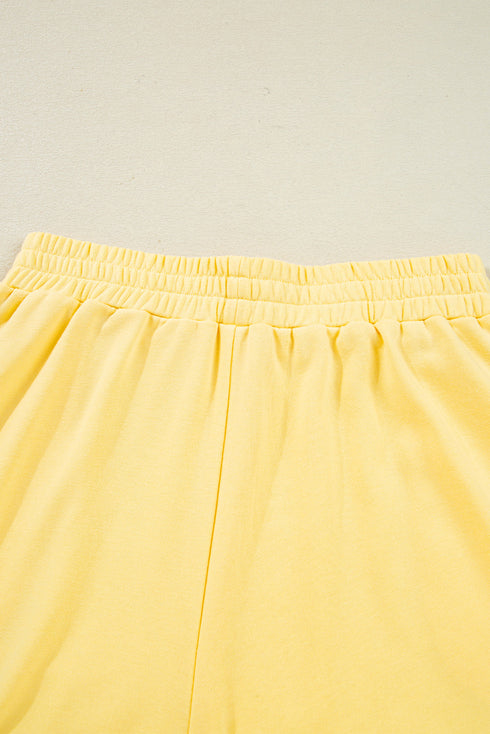 Contrast Snap Placket Colorblock Flap Pocket Short Set