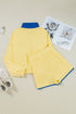 Contrast Snap Placket Colorblock Flap Pocket Short Set