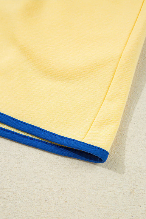 Contrast Snap Placket Colorblock Flap Pocket Short Set