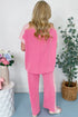 Contrast Spliced Corded Patchwork Wide Leg Pant Set