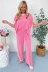 Contrast Spliced Corded Patchwork Wide Leg Pant Set