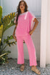 Contrast Spliced Corded Patchwork Wide Leg Pant Set