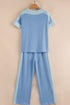 Contrast Spliced Corded Patchwork Wide Leg Pant Set