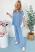 Contrast Spliced Corded Patchwork Wide Leg Pant Set