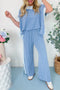 Contrast Spliced Corded Patchwork Wide Leg Pant Set