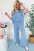 Contrast Spliced Corded Patchwork Wide Leg Pant Set