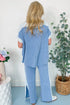 Contrast Spliced Corded Patchwork Wide Leg Pant Set