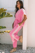 Contrast Spliced Corded Patchwork Wide Leg Pant Set