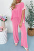 Contrast Spliced Corded Patchwork Wide Leg Pant Set