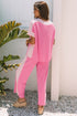 Contrast Spliced Corded Patchwork Wide Leg Pant Set