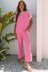 Contrast Spliced Corded Patchwork Wide Leg Pant Set