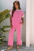 Contrast Spliced Corded Patchwork Wide Leg Pant Set