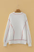 Contrast Stitch Detail Relaxed Fit Pullover Sweater