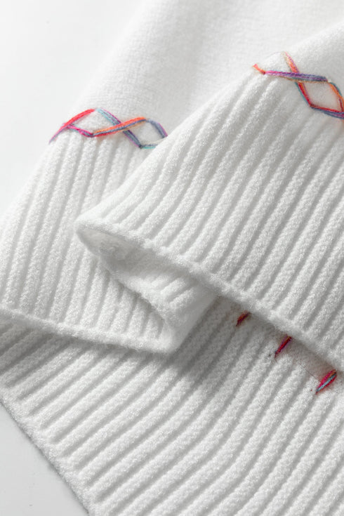 Contrast Stitch Detail Relaxed Fit Pullover Sweater