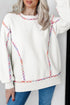 Contrast Stitch Detail Relaxed Fit Pullover Sweater