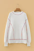 Contrast Stitch Detail Relaxed Fit Pullover Sweater