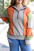 Contrast Stitch Paneled Quarter Zip Sweatshirt