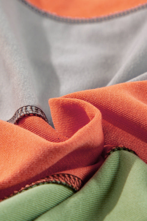 Contrast Stitch Paneled Quarter Zip Sweatshirt