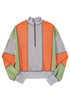 Contrast Stitch Paneled Quarter Zip Sweatshirt