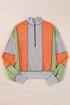 Contrast Stitch Paneled Quarter Zip Sweatshirt