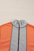 Contrast Stitch Paneled Quarter Zip Sweatshirt