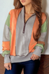 Contrast Stitch Paneled Quarter Zip Sweatshirt