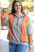 Contrast Stitch Paneled Quarter Zip Sweatshirt