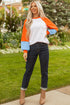 Contrast Stitch Raglan Sleeve Loose Fit Top