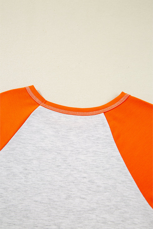 Contrast Stitch Raglan Sleeve Loose Fit Top