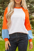 Contrast Stitch Raglan Sleeve Loose Fit Top