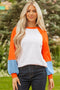 Contrast Stitch Raglan Sleeve Loose Fit Top