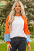 Contrast Stitch Raglan Sleeve Loose Fit Top