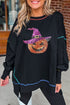 Contrast Stitch Sequin Graphic Oversized Tunic Sweatshirt