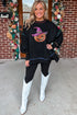 Contrast Stitch Sequin Graphic Oversized Tunic Sweatshirt