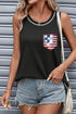 Contrast Stitch Sequin Star Stripe Pocket Tank Top