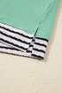 Contrast Stripe Patch Pocket Twisted Rib Drop Shoulder Top