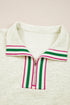 Contrast Stripe Patchwork Zip Collar Pullover Sweatshirt
