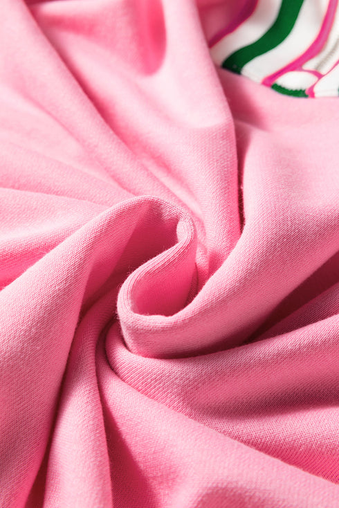 Contrast Stripe Patchwork Zip Collar Pullover Sweatshirt