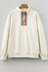 Contrast Stripe Patchwork Zip Collar Pullover Sweatshirt