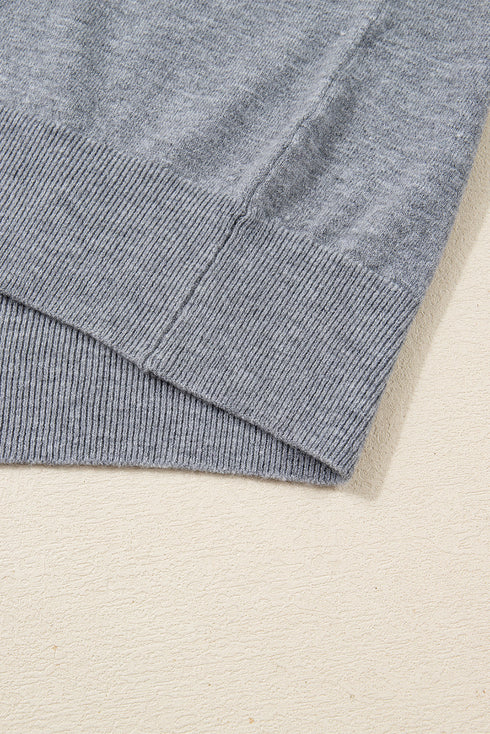 Contrast Stripe V Neck Varsity Trim Sweater