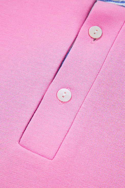 Contrast Striped Collar Patchwork Puff Sleeve Ruffle Hem Mini Dress