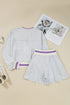 Contrast Striped Trim Cropped Pullover Athletic Short Set
