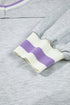 Contrast Striped Trim Cropped Pullover Athletic Short Set