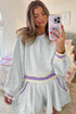 Contrast Striped Trim Cropped Pullover Athletic Short Set