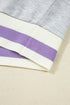 Contrast Striped Trim Cropped Pullover Athletic Short Set