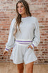 Contrast Striped Trim Cropped Pullover Athletic Short Set