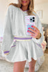 Contrast Striped Trim Cropped Pullover Athletic Short Set