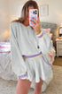 Contrast Striped Trim Cropped Pullover Athletic Short Set