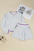 Contrast Striped Trim Cropped Pullover Athletic Short Set